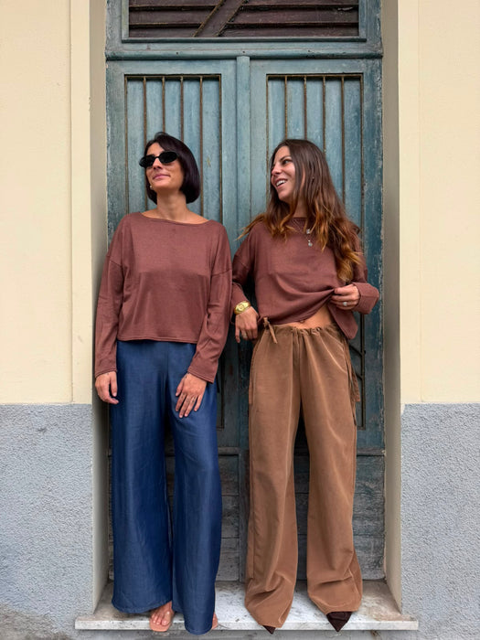 Pantaloni Luigi in cupro cammello