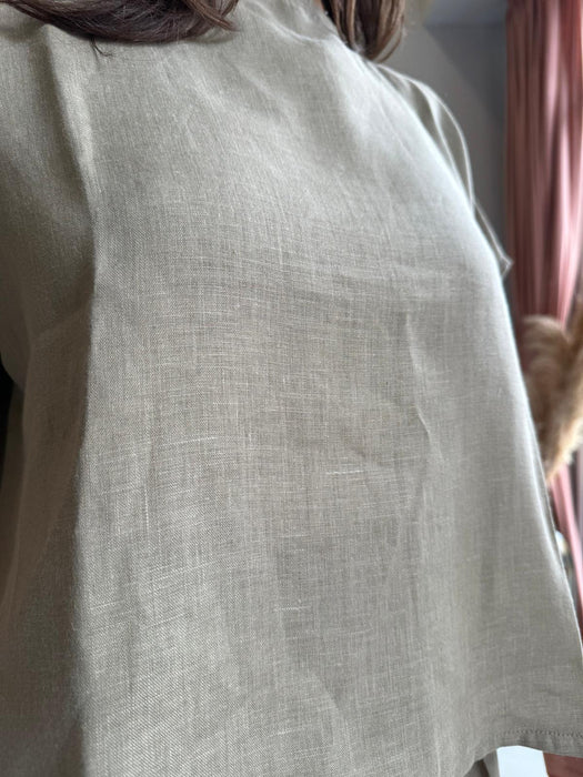 T-shirt Scatoletta lino color sabbia