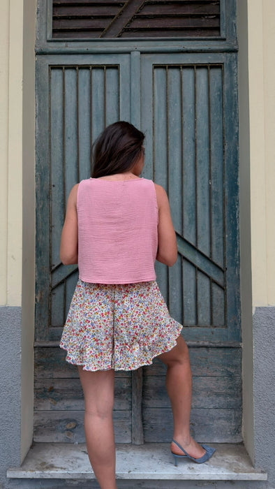Top Emilia in mussola rosa