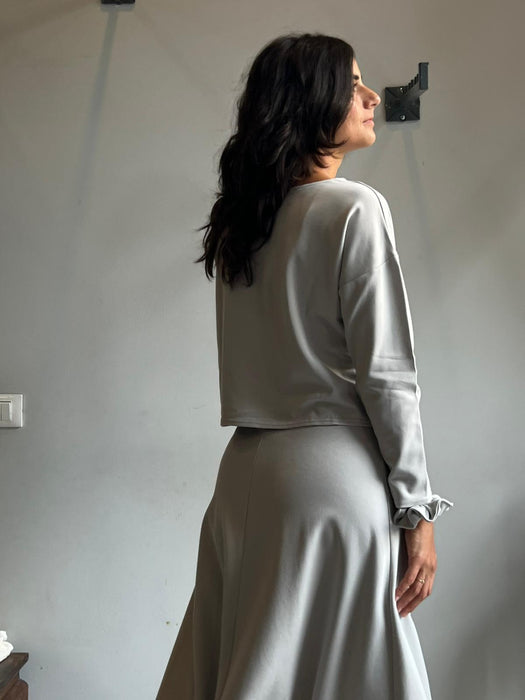 Maglia Deborah in punto Milano color ghiaccio