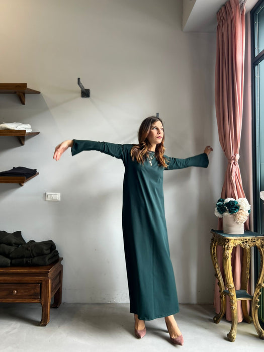 Abito Cristiana lungo verde bottiglia
