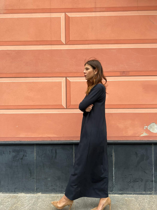 Abito Cristiana lungo blu navy