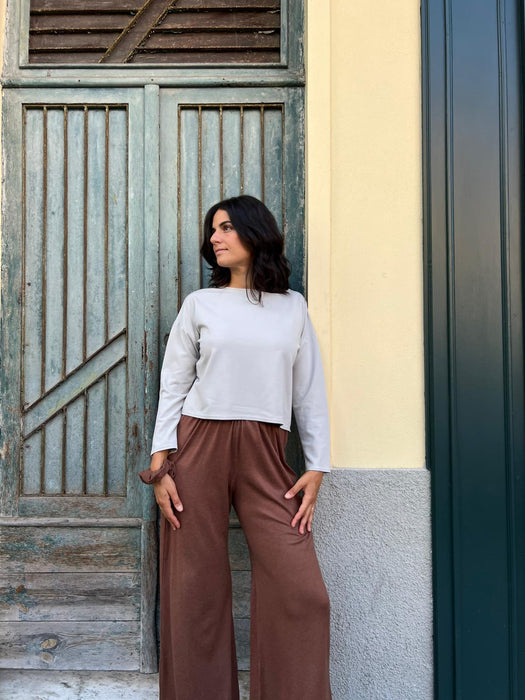 Maglia Deborah in punto Milano color ghiaccio