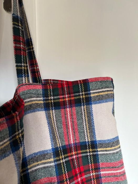Borsa in lana tartan rossa