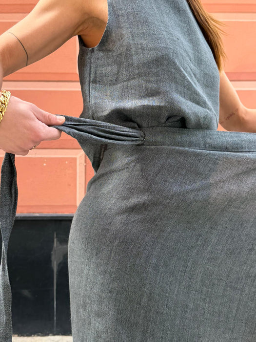 Gonna Matilda in lino color grigio scuro