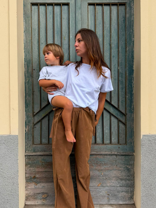 Pantaloni Luigi in cupro cammello