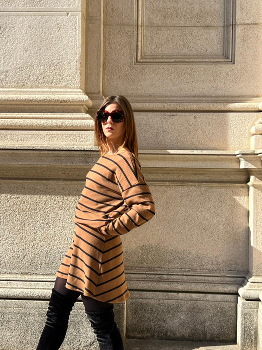 Gonna Costanzina color biscotto a righe nere