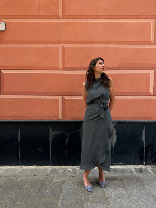 Gonna Matilda in lino color grigio scuro