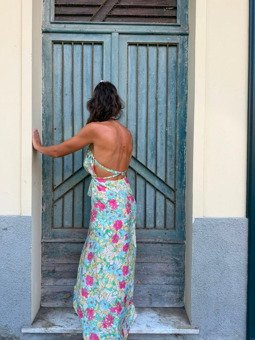 Abito Cesare in viscosa a fiori colorati