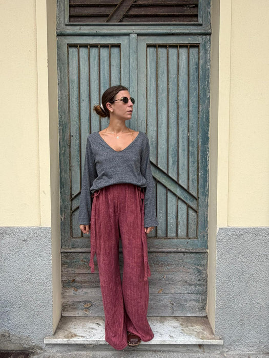 Pantaloni Luigi in spugna color lampone