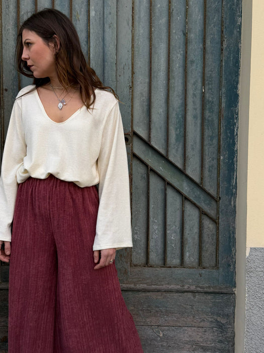 Pantaloni Corrado in spugna color lampone