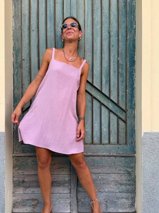 Abito Filomena in mussola rosa malva