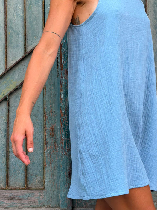 Abito Filomena in mussola azzurra