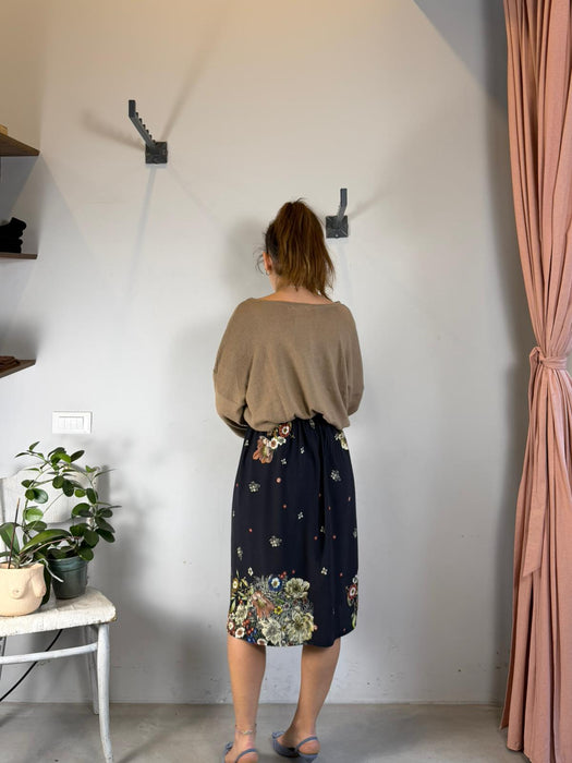 Gonna Beatrice midi nera a fiori