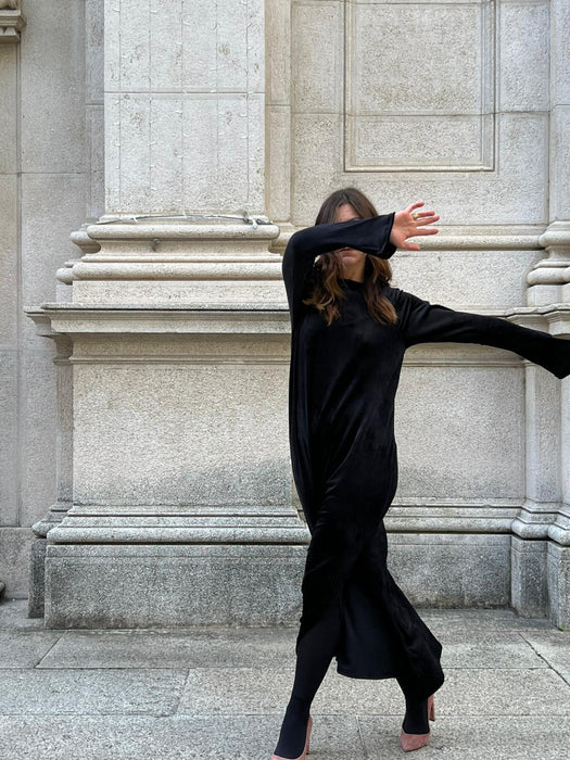 Abito Cristiana lungo in velluto nero