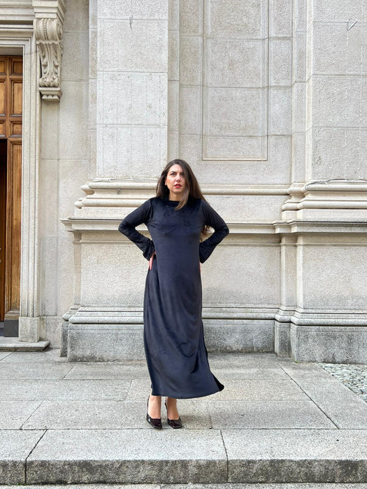 Abito Cristiana lungo in velluto nero