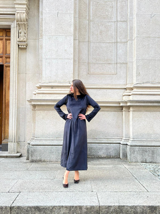 Abito Cristiana lungo in velluto nero