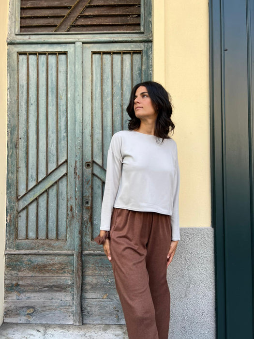 Maglia Deborah in punto Milano color ghiaccio