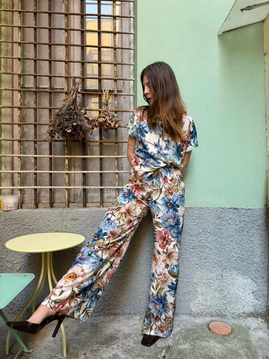T-shirt Scatoletta in viscosa a fiori