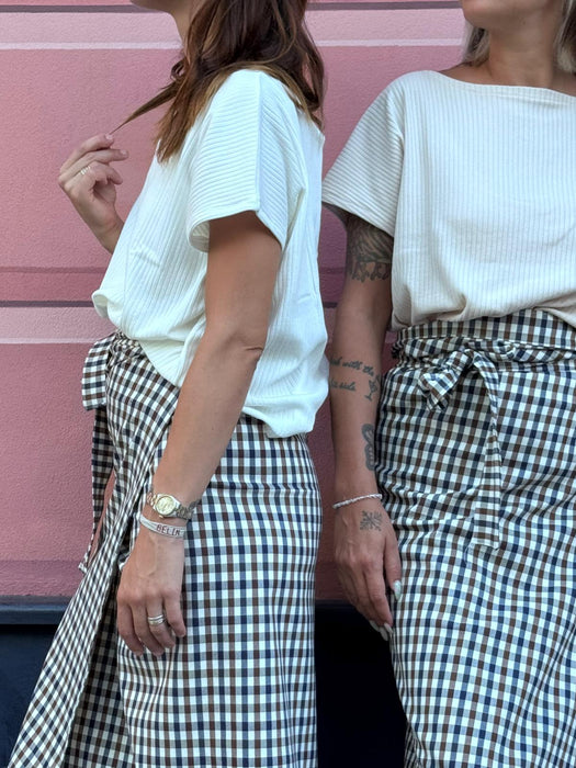 Gonna Matilda lunga a quadretti blu e marrone