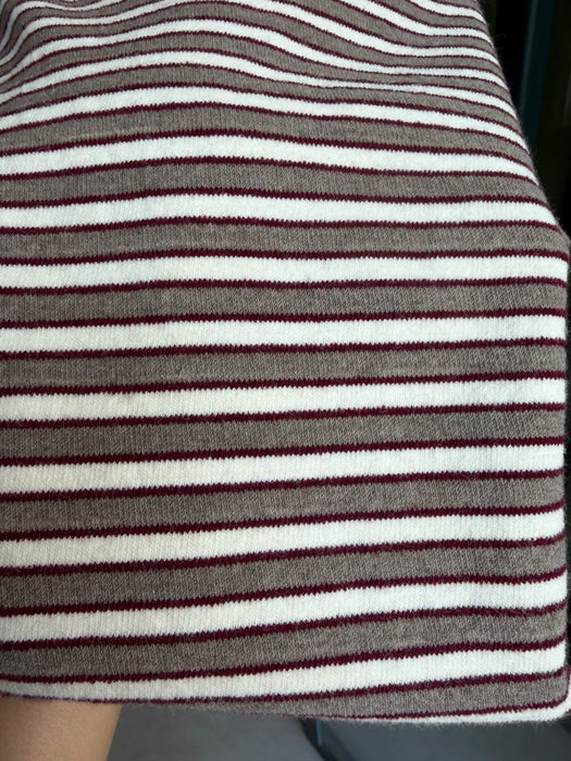Maglia Cristiana in lana a righe tortora/bianche/bordeaux