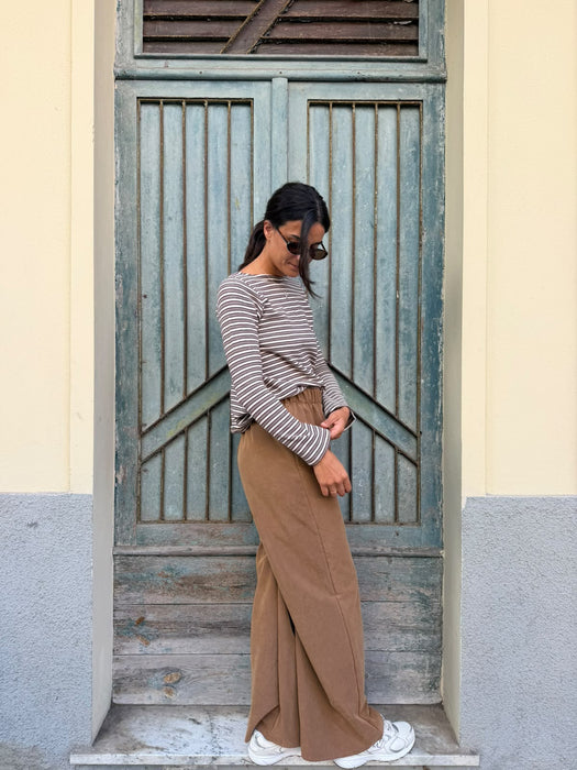 Maglia Cristiana in lana a righe tortora/bianche/bordeaux