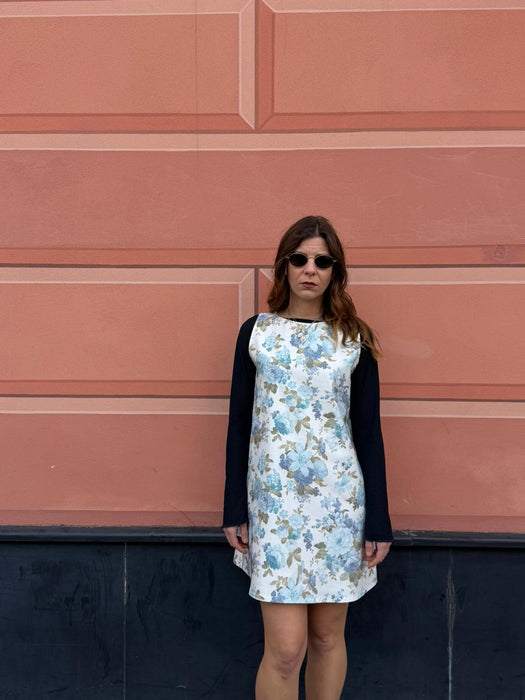 Abito Emilia a fiori azzurri