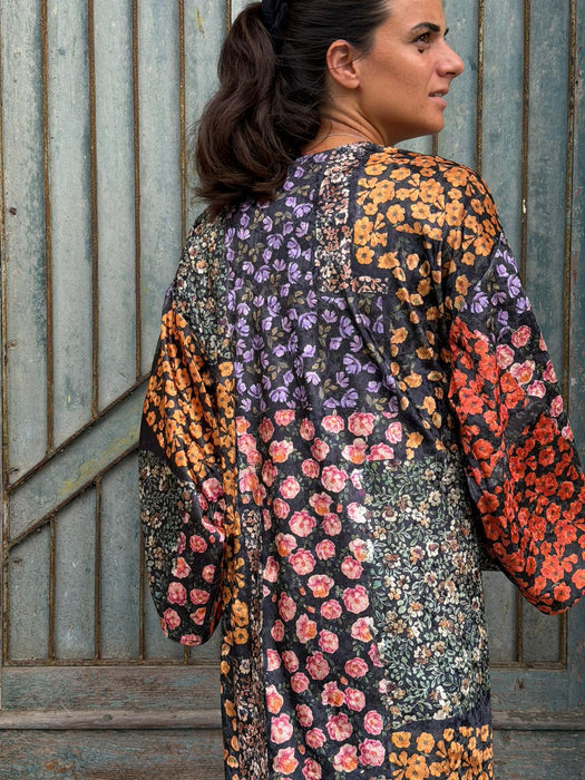 Kimono in velluto in fantasia a fiori