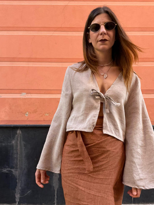 Maglia Alfredo in lino color sabbia