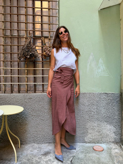 Top Emilia a righe bianche e azzurre
