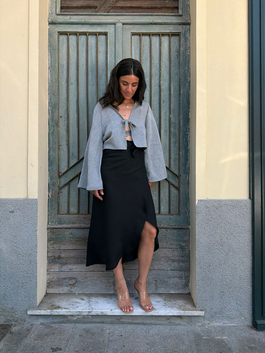 Gonna Matilda in lino e seta nero