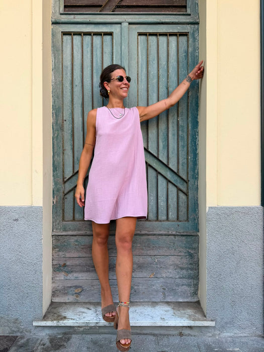 Abito Emilia in mussola rosa malva