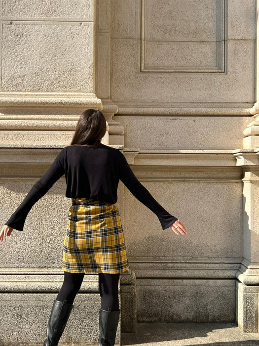 Gonna Matilda corta in lana tartan gialla