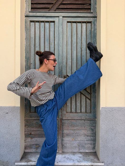 Pantaloni Mia in jeans lavaggio chiaro