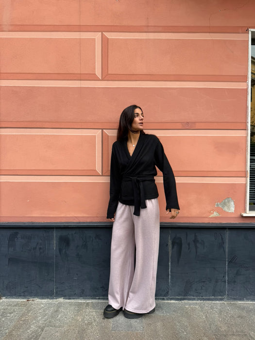Pantaloni Mia in cashmere rosa
