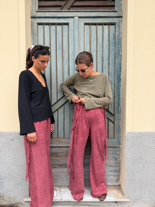 Pantaloni Luigi in spugna color lampone