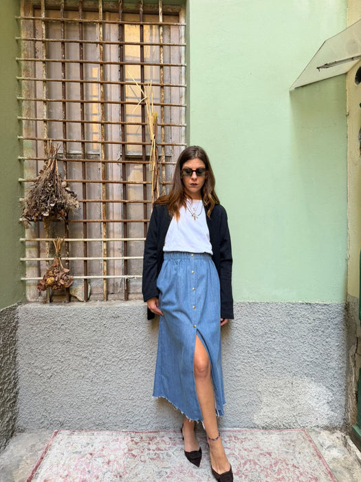 Cardigan Romeo in lana blu notte