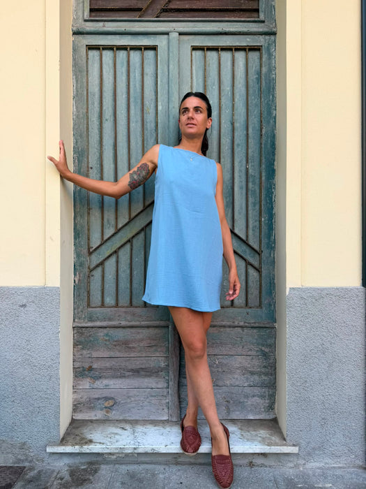 Abito Emilia in mussola azzurra