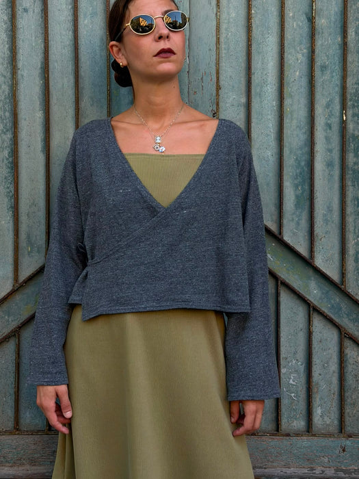 Scaldacuore Vittoria in maglia di cotone grigio mélange