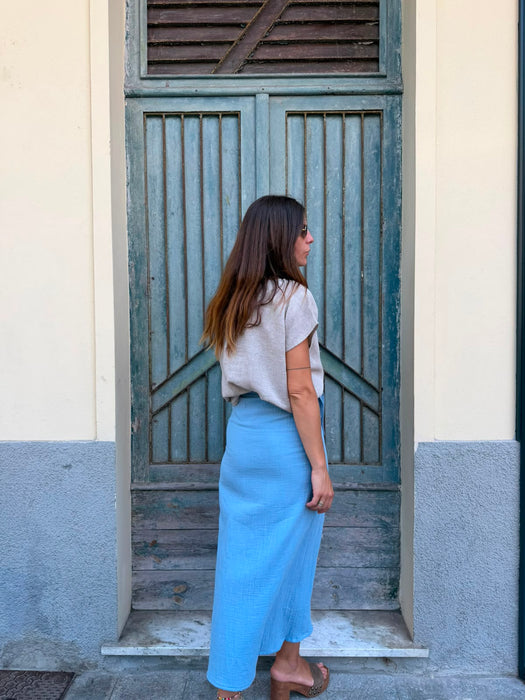 Gonna Matilda in mussola azzurra