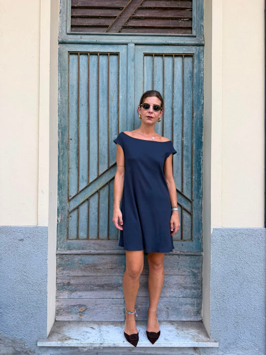 Abito Trubino a costine blu lavagna