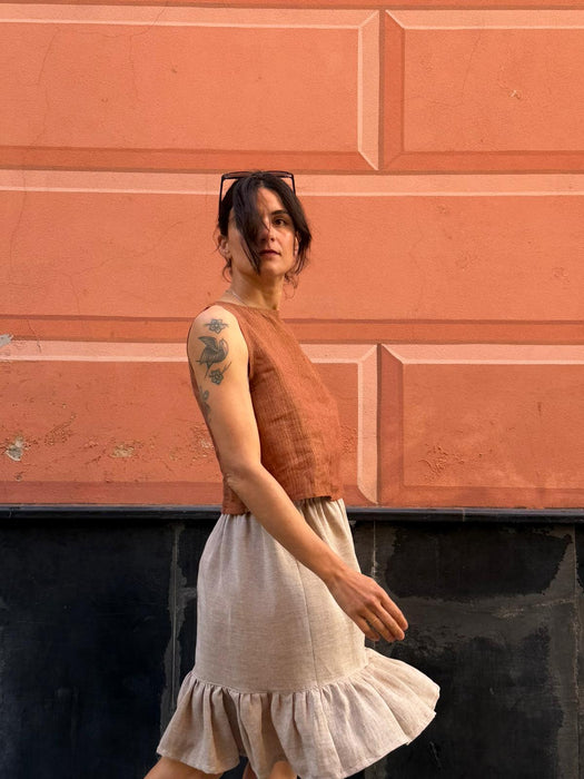 Top Emilia in lino color terracotta