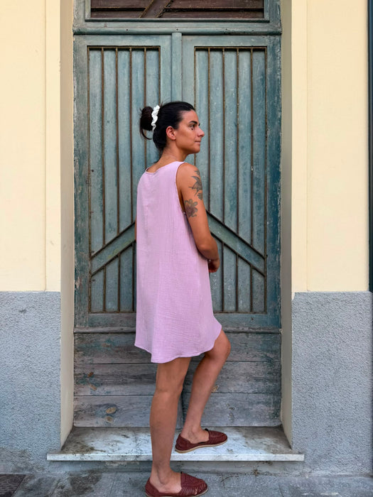 Abito Emilia in mussola rosa malva