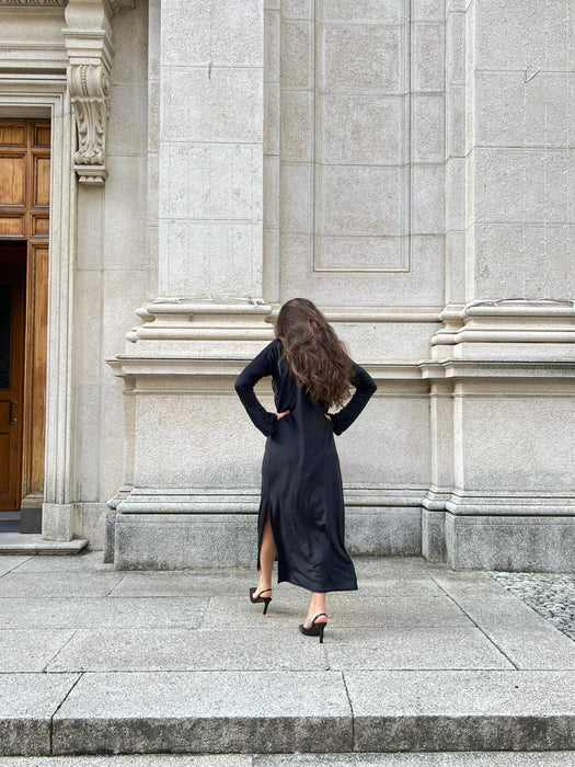 Abito Cristiana lungo in velluto nero