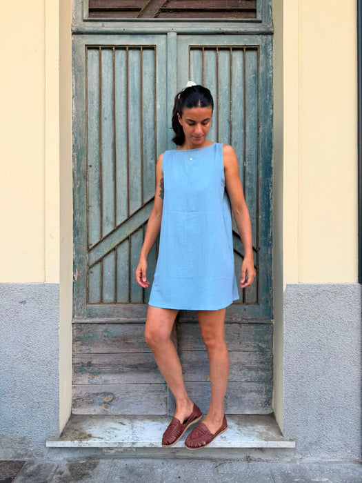 Abito Emilia in mussola azzurra