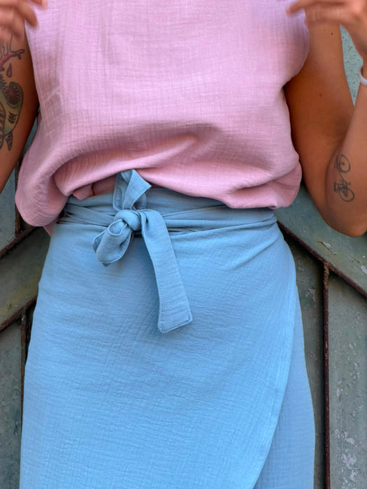 Gonna Matilda in mussola azzurra