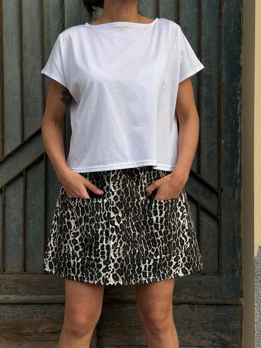 Gonna Luca in gabardine leopardato