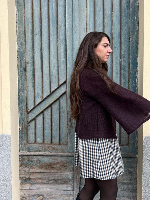 Abito Emilia a quadretti blu e marrone