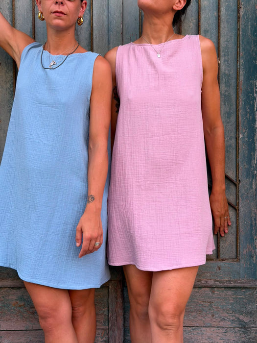 Abito Emilia in mussola rosa malva