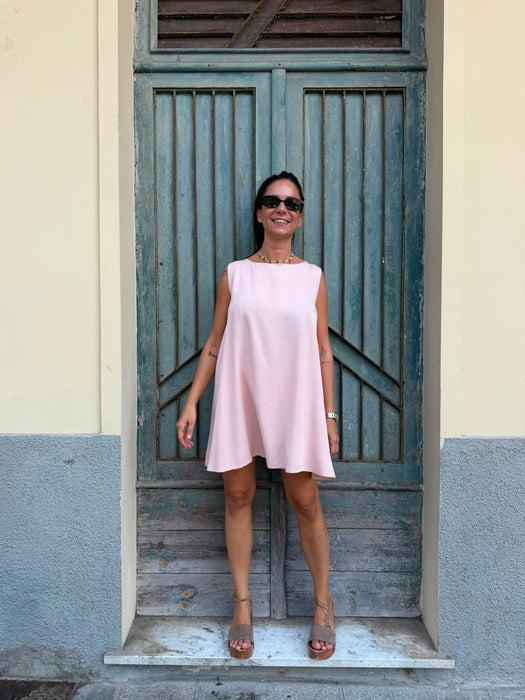 Abito Michele in viscosa rosa cipria